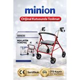 Minion Rolatör Hasta Yaşlı İçin Oturaklı Yürüteç 4 Tekerlekli Yürüteç