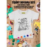Minion Tişört Boyama Seti – Çocuk Full Set Fırçalı, Kreatif Elbise Tasarım Oyunu, 3+ Yaş - Beyaz
