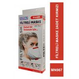 MINION Ventil MN967 FFP 2 Adet 3 Kırmızı Filtreli Maske