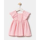Minipodyum Kız Bebek Fırfır Detaylı Yazlık Elbise Basic Stil Pembe Renk Günlük Kullanım İçin Uygun - 2 Yaş