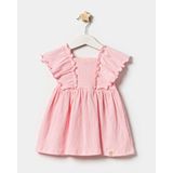 Minipodyum Kız Bebek Örme Müslin Elbise Fırfır Detaylarıyla Şık 9-36 Aylık - Pembe - 9 Ay