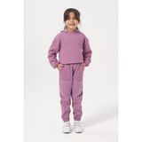 Minipodyum Kız Çocuk Kapşonlu Baskısız Kapitoneli Sweatshirt Eşofman takımı - 9 Yaş - Açık Mürdüm