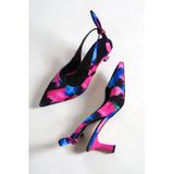 Minipony Lila Batik Kısa Topuk Stiletto Topuklu Ayakkabı