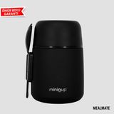 MiniQup Mealmate Yemek Termosu 500ML – Çelik, Sızdırmaz, Bpa Içermez, Çift Katmanlı, Mama Termosu - Mat Siyah