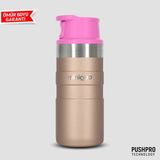 MiniQup PushPro 350ml Lacivert Paslanmaz Çelik Vakumlu Sızdırmaz Taşınabilir Termos Bardak Kahve Su