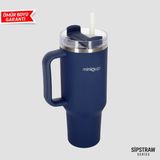 MiniQup Sipstraw 900 ml Pipetli Çelik Termos – Spor & Seyahat Termos, Sıcak/Soğuk - Lacivert