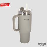 MiniQup Sipstraw 900 ml Pipetli Çelik Termos – Spor & Seyahat Termos, Sıcak/Soğuk - Mat Gri