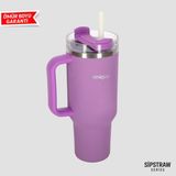 MiniQup Sipstraw 900 ml Pipetli Çelik Termos – Spor & Seyahat Termos, Sıcak/Soğuk - Mor