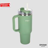 MiniQup Sipstraw 900 ml Pipetli Çelik Termos – Spor & Seyahat Termos, Sıcak/Soğuk - Yeşil