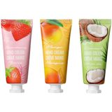 Miniso 20 gr 3'lü Taze Meyve Özlü Çilek-Mango Hindistan Cevizi Aromalı El Kremi Seti