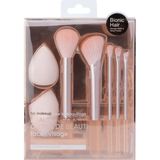 Miniso 7'li Makyaj Sünger ve Fırça Seti Bronz Renkli Yumuşak Kıllar ile Profesyonel Dokunuş