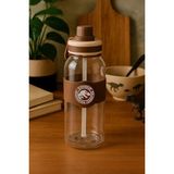 Miniso Jurassic World Saplı ve Pipetli Plastik Şişe 1000 ml (Kahverengi)