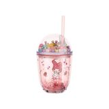 Mınıso Lisanslı Boncuklu Kapaklı Pipetli Plastik Şişe (435ML) - Pembe - 0 Siyah - Option-1