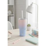 Miniso Lisanslı Gradyan Renkli Pipetli Çelik Matara 580 Ml – 304 Paslanmaz Çelik Pembe Mavi