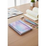 Miniso Lisanslı Pastel Serisi A6 Tel Ciltli Lastikli Defter 80 Sayfa – Mor