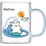 Miniso Maltese Lisanslı Borosilikat Cam Bardak (420ML) - Mavi - Renkli
