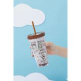 Miniso One Piece Lisanslı Çift Cidarlı Pipetli Plastik Su Kabı 420ML