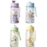 Miniso Sanrio Lisanslı Askılı Simli Plastik Şişe (300ML) - Kuromi - Cinnamoroll - Pompompurin