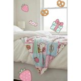 Miniso Sanrio Lisanslı Hello Kitty Desenli Battaniye – Kareli Yumuşacık Koltuk Yatak Örtüsü