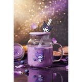Miniso Sanrio Lisanslı Kuromi Kapaklı ve Pipetli Cam Şişe – Figürlü Tasarım Cam Kupa 450 ml - Renkli