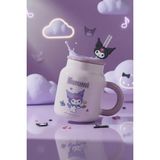 Miniso Sanrio Lisanslı Kuromi Kapaklı ve Pipetli Seramik Kupa 410 ml - Renkli