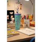 Miniso Snoopy Lisanslı Vintage Serisi Çift Cidarlı Pipetli Paslanmaz Çelik Matara (800 Ml)
