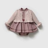 ministok Amour Alttan Çıtçıtlı Kız Bebek Elbise ve Hırka Takım - 18 - 24 Ay - Renkli