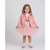ministok Butterfly Kız Çocuk Ceket Tütü Etek T-Shirt 3'lü Takım - Pembe - 5 Yaş
