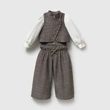 ministok Celeste Kız Çocuk Yelek Gömlek Pantolon 3'lü Takım - 5 Yaş - Kahverengi