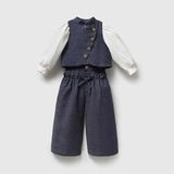 ministok Celeste Kız Çocuk Yelek Gömlek Pantolon 3'lü Takım - 5 Yaş - Lacivert