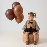 ministok Crown Ekose Gömlek, Yelek ve Şorttan Oluşan 3'lü Kız Bebek Takım - 12 - 18 Ay - Kahverengi