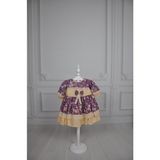 ministok Dantelliçıtır Çiçek Desenli Vintage Elbise - 3 - 4 Yaş - Vişne