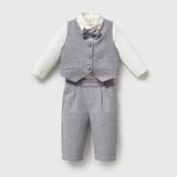 ministok Erkek Bebek Papyonlu Yelekli Takım 4 Parça Gömlek Yelek Pantolon Papyon - 18 - 24 Ay - Mavi