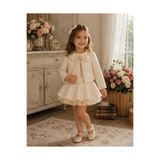 ministok Ivory Elegance Kız Çocuk 3'lü Tüvit Takım (Bluz, Ceket ve Etek)