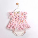 ministok Joyce Çiçek Desenli Külotlu Kız Bebek Elbise - 6 - 9 Ay - Pembe