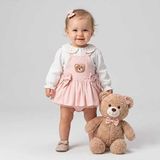 ministok Louisa Nakış Detaylı Gömlek ve Tulumdan Oluşan Kız Bebek 2'li Takım - 9 - 12 Ay - Pembe