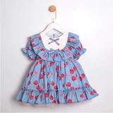 ministok Sweet Cherry Kısa Kollu Kız Çocuk Elbise - 3 Yaş - Mavi