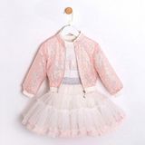 ministok Tina Pul Payetli Ceket Tütü Etekli 3'lü Kız Çocuk Takım - Pembe - 4 Yaş