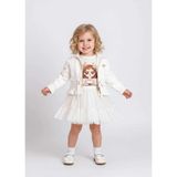 ministok White Fashion Ceket Tütü Etek T-Shirt 3'lü Kız Çocuk Takım - Beyaz - 2 Yaş