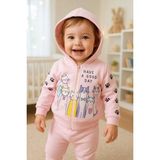 Minitix Kız Bebek Kedili 3 Lü Takım - Pembe - 0 - 3 Ay