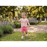 Minitix Kız Çocuk Baskılı Pembe Şort T-Shirt Takım - 6 Ay - Pembe - Beyaz - Krem