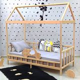 MiniWood Ahşap Montessori Yatak Motorlu Çocuk Karyola Bebek Yatak Çam