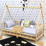 MiniWood Ayıcıklı Montessori Yatak Ahşap Çocuk ve Bebek Karyola - 80 x 180 cm