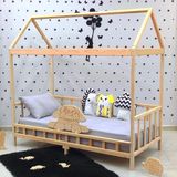MiniWood Doğal Çam Montessori Karyola Çocuk ve Bebek Yatağı - 100 x 200 cm - Ahşap