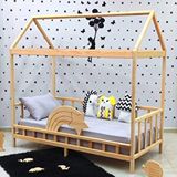 MiniWood Kayan Yıldız Montessori Yatak Çocuk Karyola Bebek Beşiği Çam