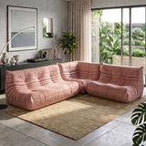 MiniWood Köşe Koltuk Takımı Sünger L Koltuk Oturma Odası Kanepe - Pembe