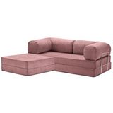 MiniWood Legom Köşe Koltuk Takımı Sünger Yatak Dinlenme Koltuğu Gül Kurusu Pembe