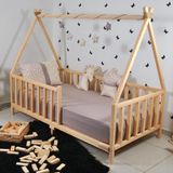 MiniWood Montessori Çocuk Yatak Çam Karyola Çadır Derya - 120 x 200 cm - Ahşap