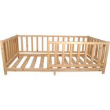 MiniWood Montessori Çocuk Yatak Doğal Çam 90X190 Karyola Gelincik - 90 x 190 cm - Ahşap