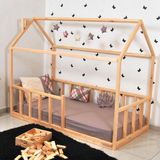 MiniWood Montessori Çocuk Yatak Doğal Çam Karyola Sevgi - 120 x 200 cm - Ahşap